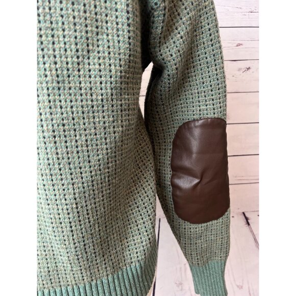 Ralph‎ Lauren Wool Blend Sweater size Medium Black label Leather Elbow Patches - Picture 8 of 11